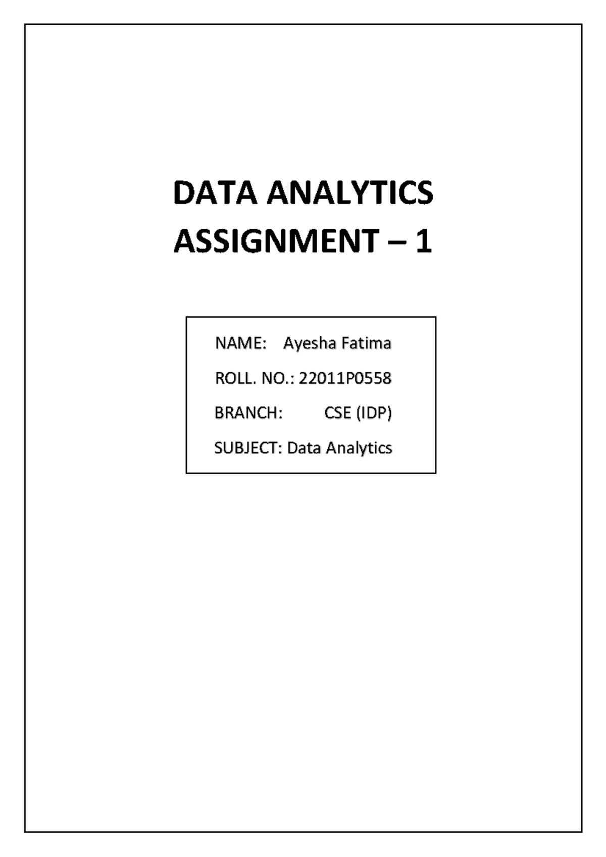 Data Analytics Assignment 1: Case Study on Outlier Detection Methods ...