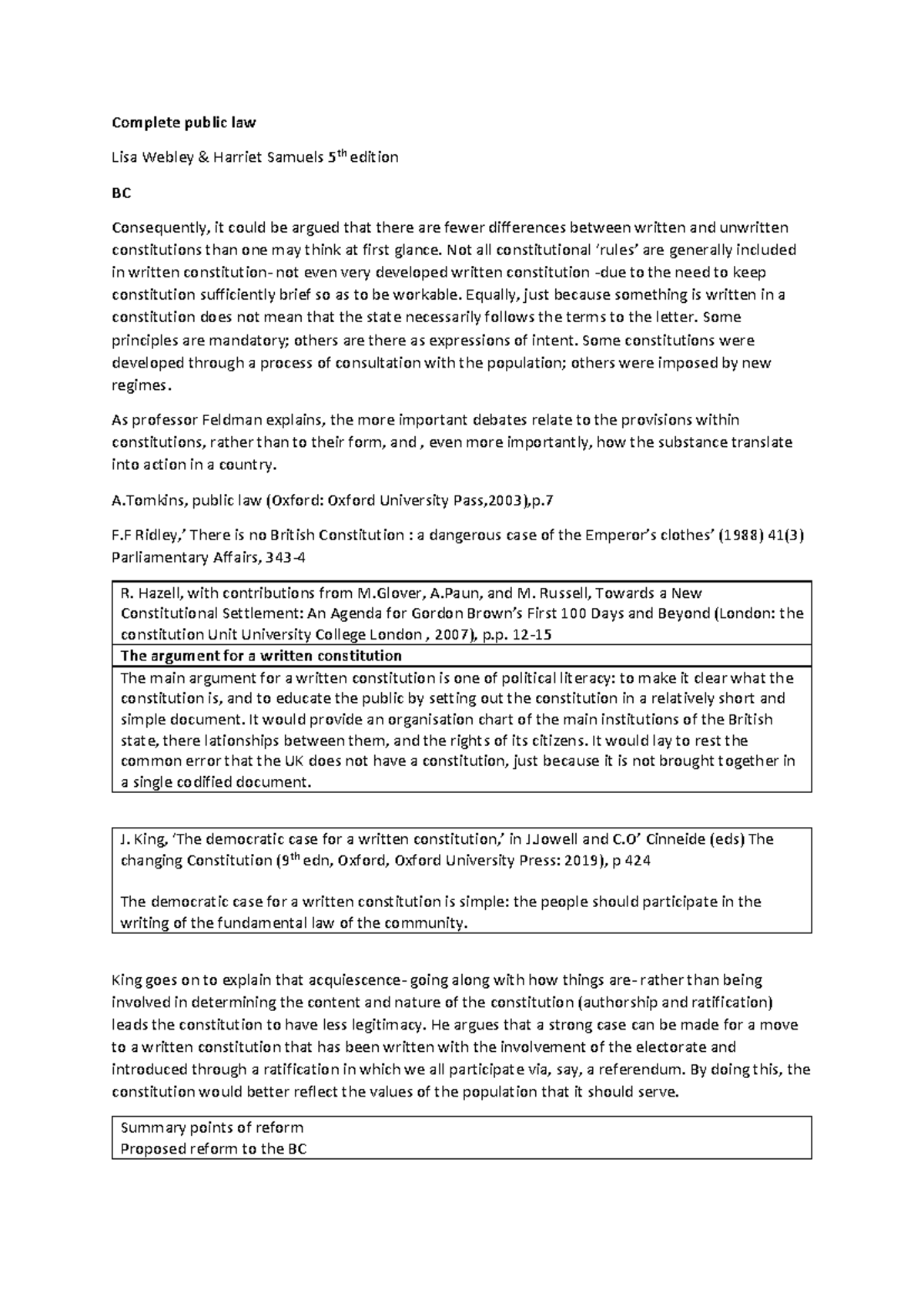 Complete Public Law - AS Reference Notes on Constitutional Principles ...
