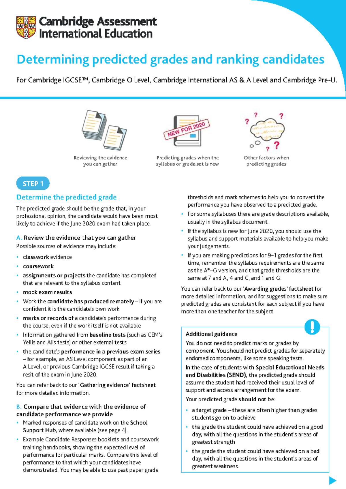 Guide to Predicting Grades & Ranking Candidates for Cambridge O Level ...