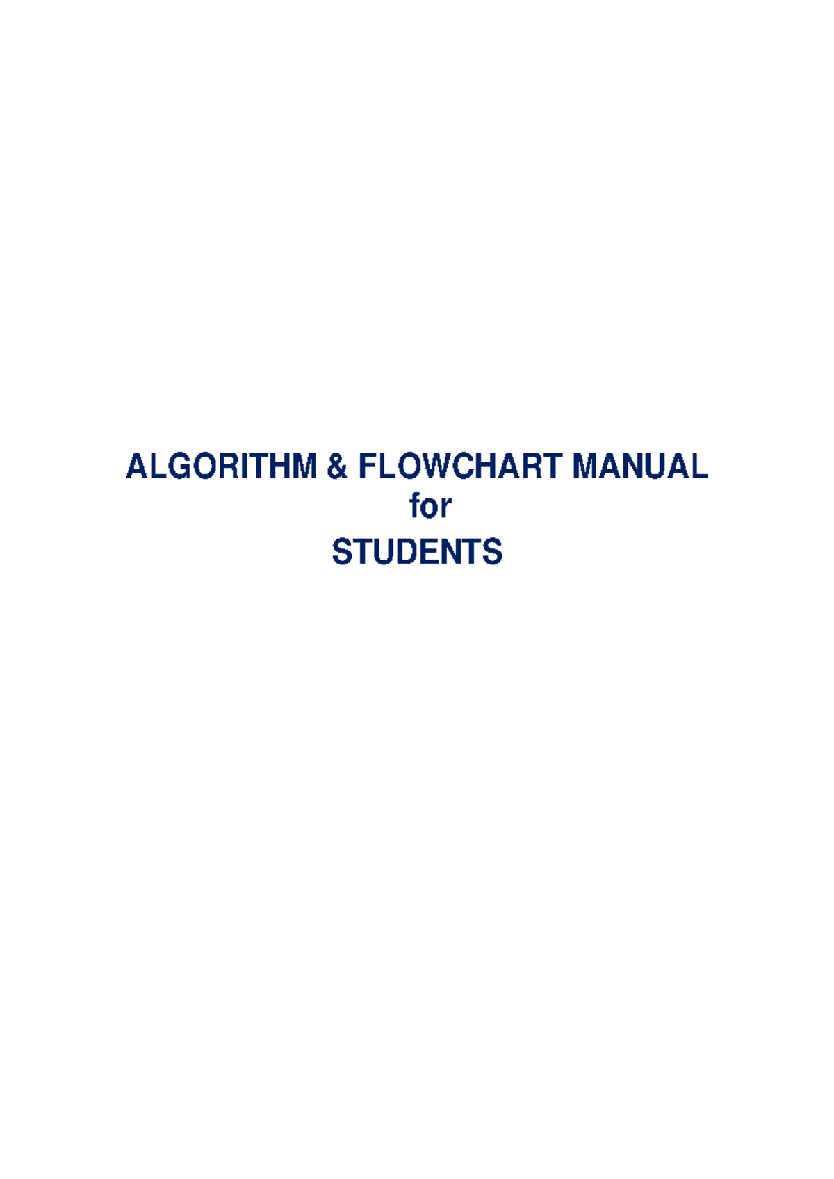 Algorithm & Flowchart Manual for Students: A Comprehensive Guide - Studocu