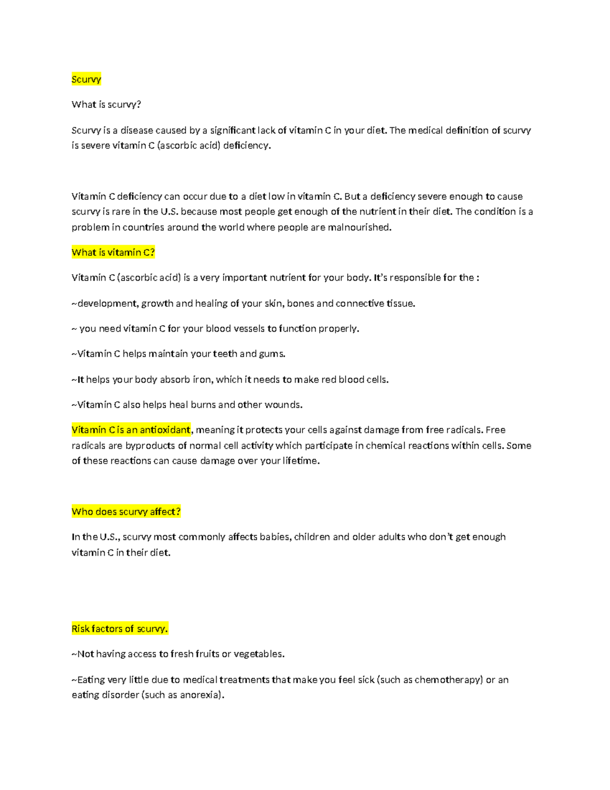 Scurvy: Understanding Causes, Symptoms, and Treatment - Teaching Notes ...