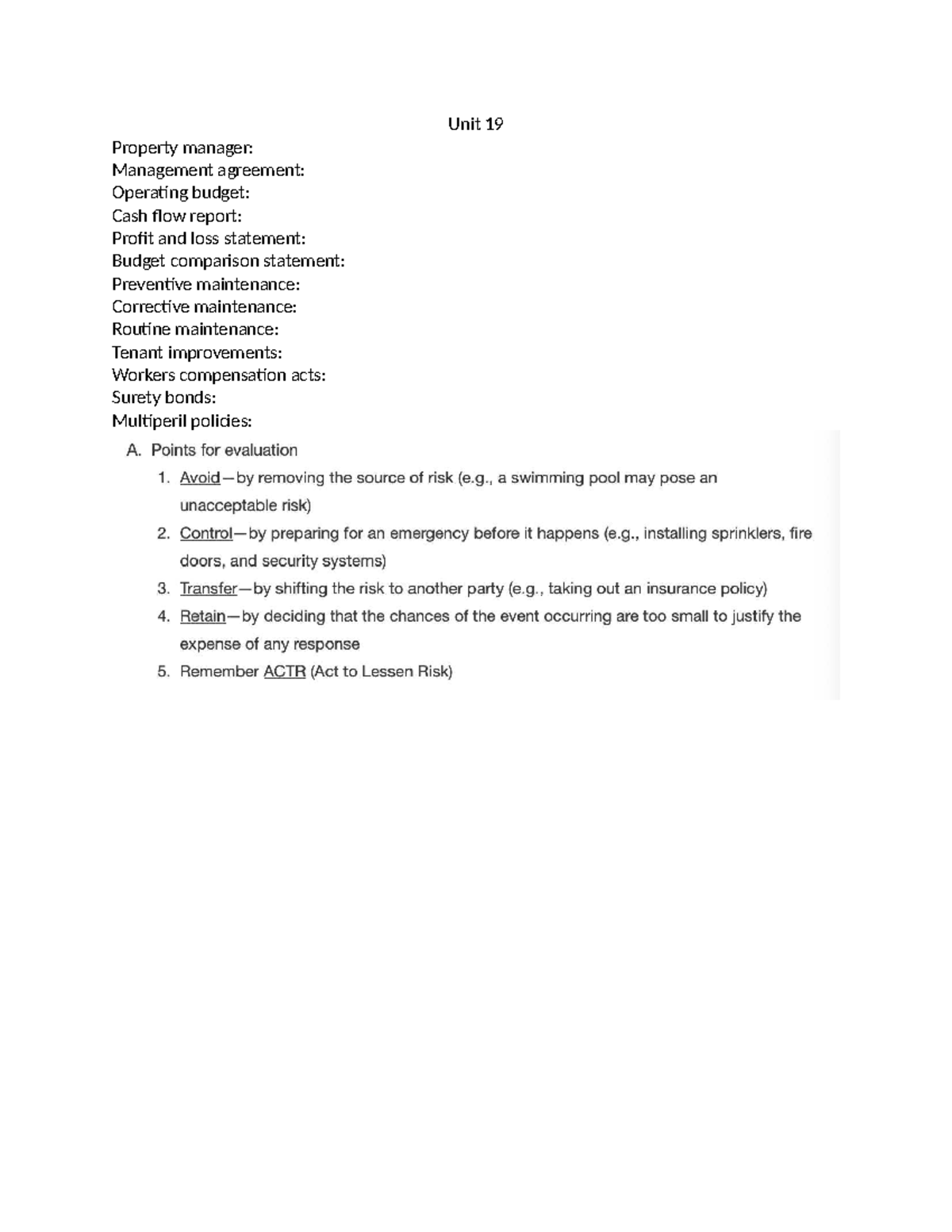 Property Management Concepts and Practices - Unit 19 Overview - Unit 19 ...