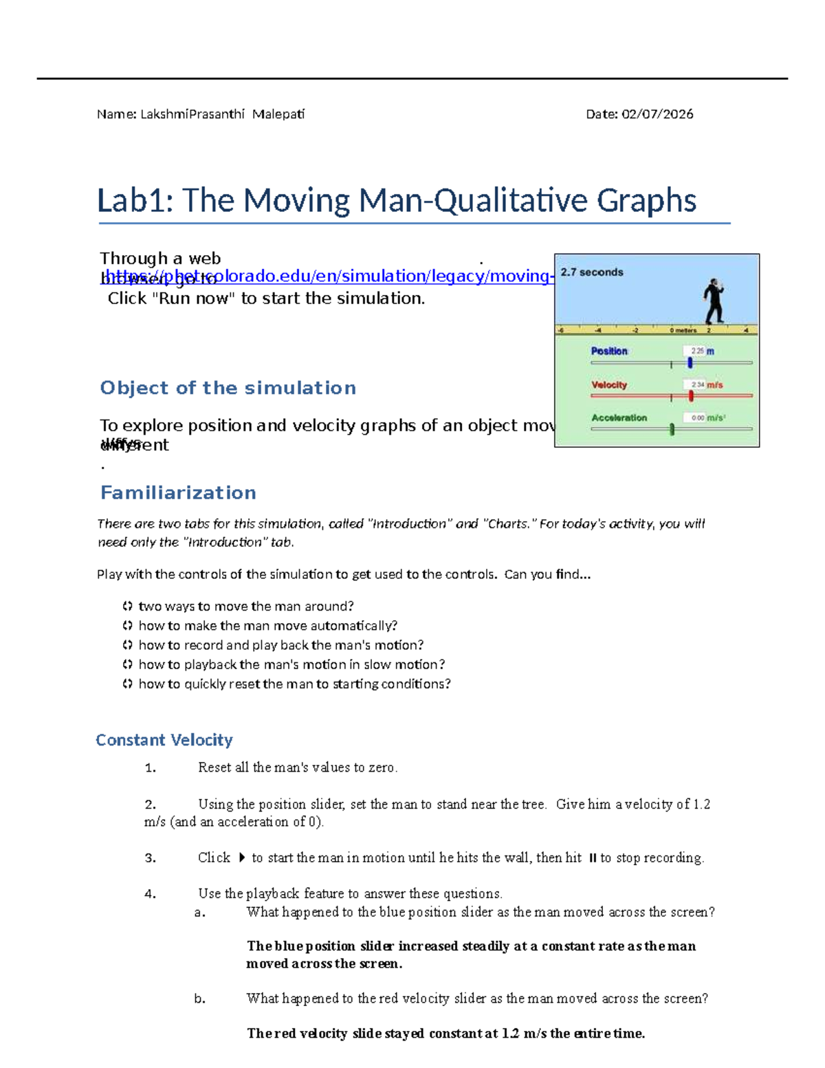 Lab1: The Moving Man - Qualitative Graphs and Simulations - Studocu