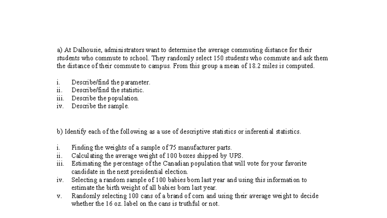 Statistics Practice Questions (STAT 2025) - No Answers - Studocu
