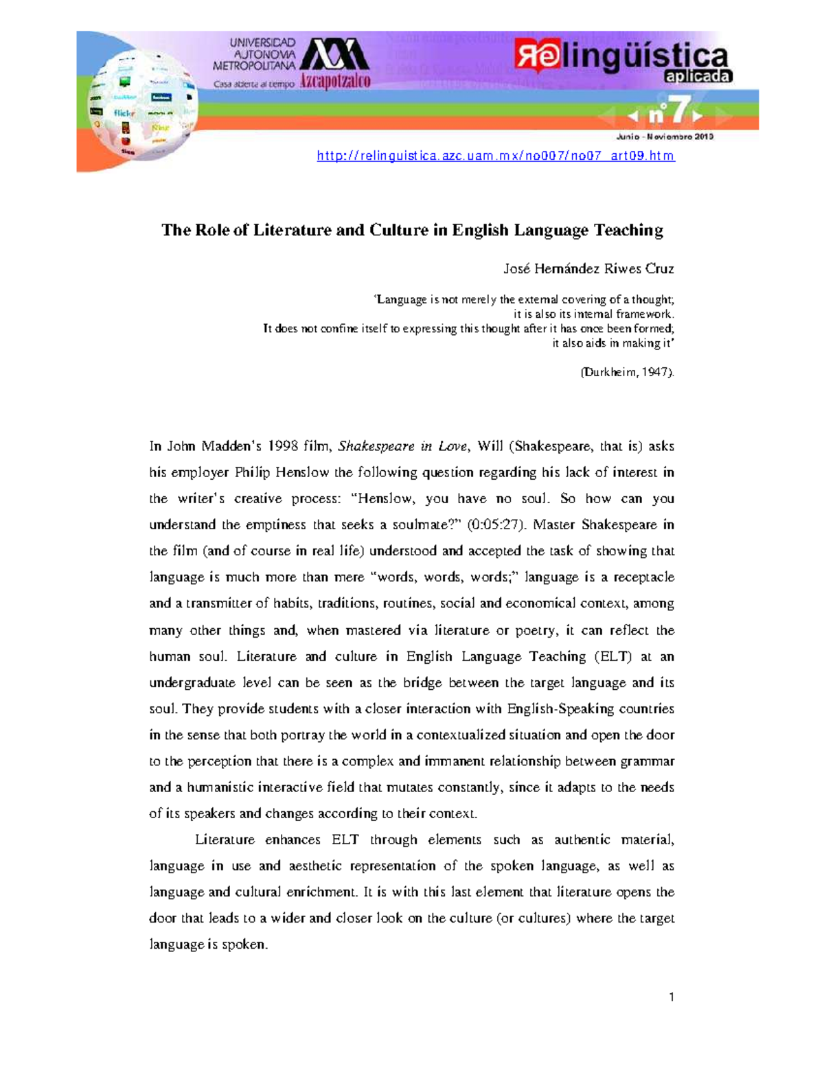 The Role of Literature and Culture in ELT: Enhancing Language Learning ...