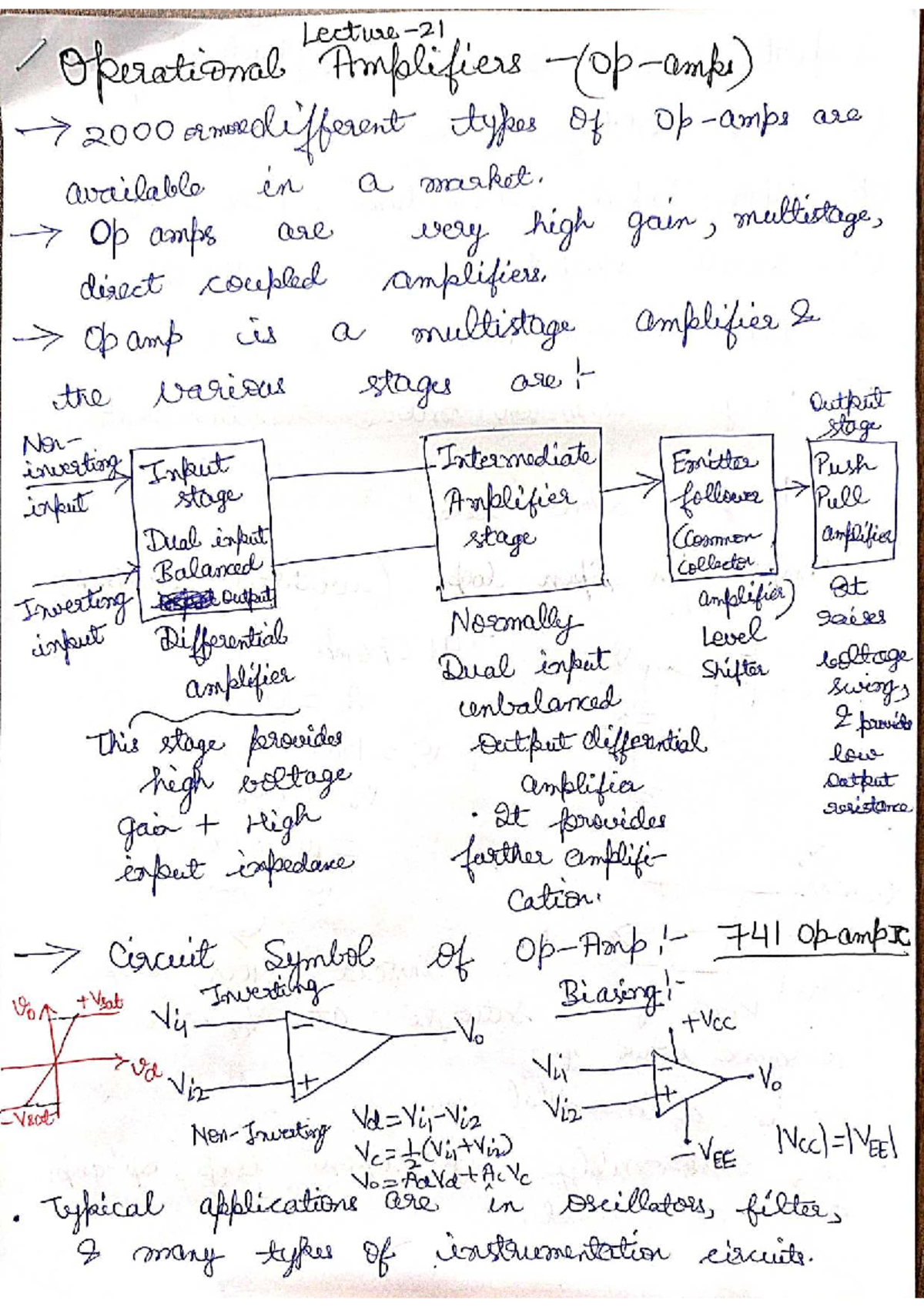 Lecture 21: Understanding Operational Amplifiers in Electronics - Studocu