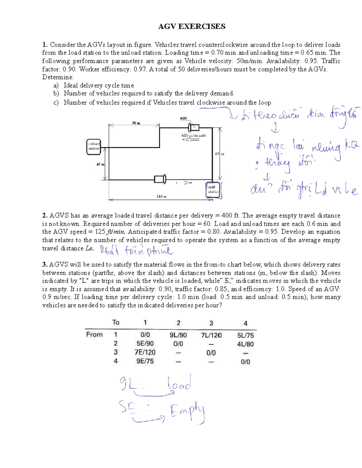 AGV Exercises: Delivery Cycle Time & Vehicle Requirements Analysis ...