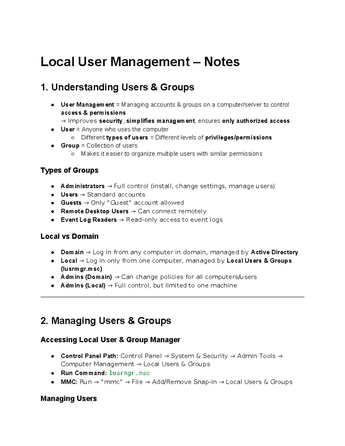 Local User Management Notes: Understanding Users & Groups (CYB101 ...