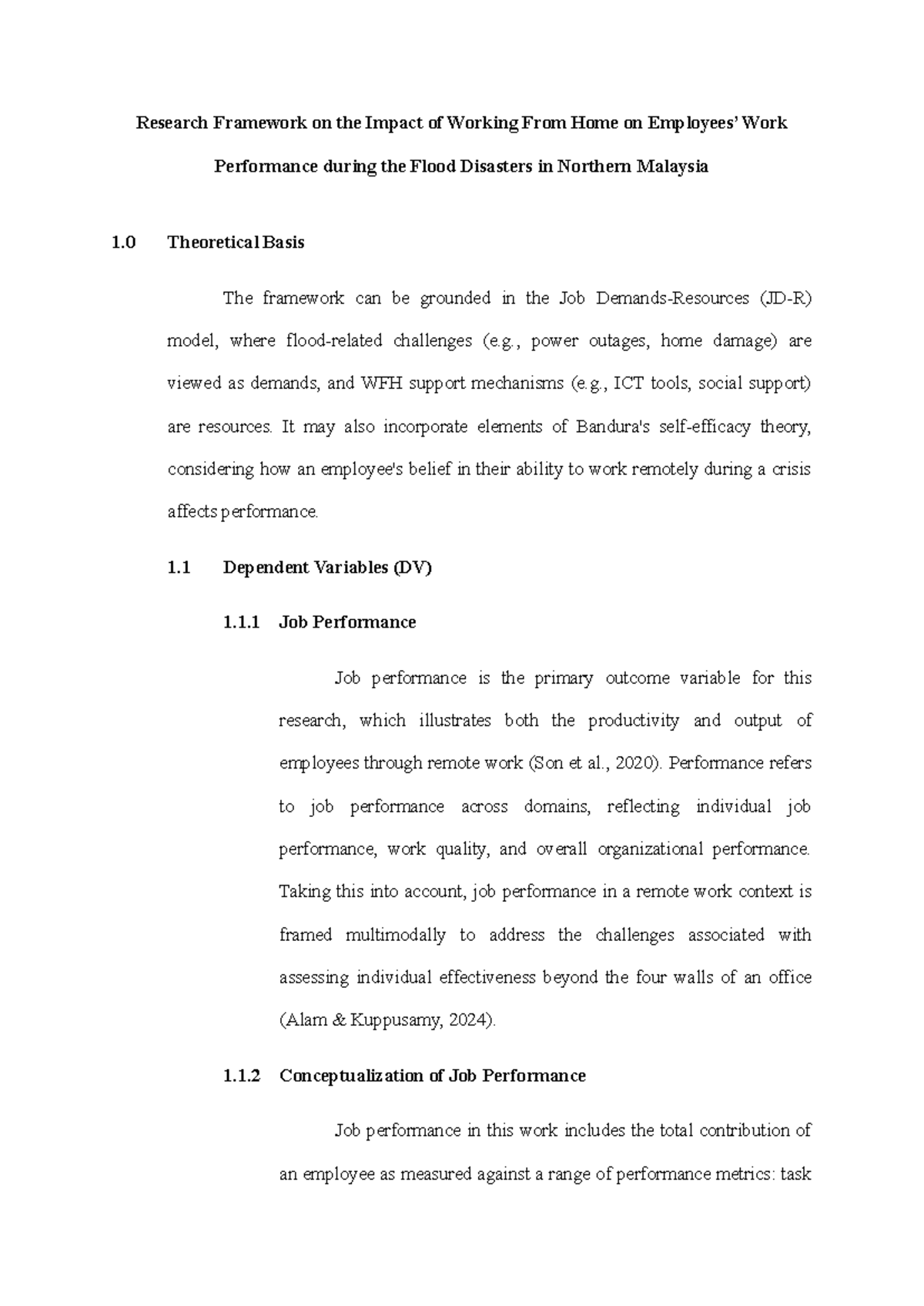 Proposal WFH: Impact of Remote Work on Job Performance in Northern ...
