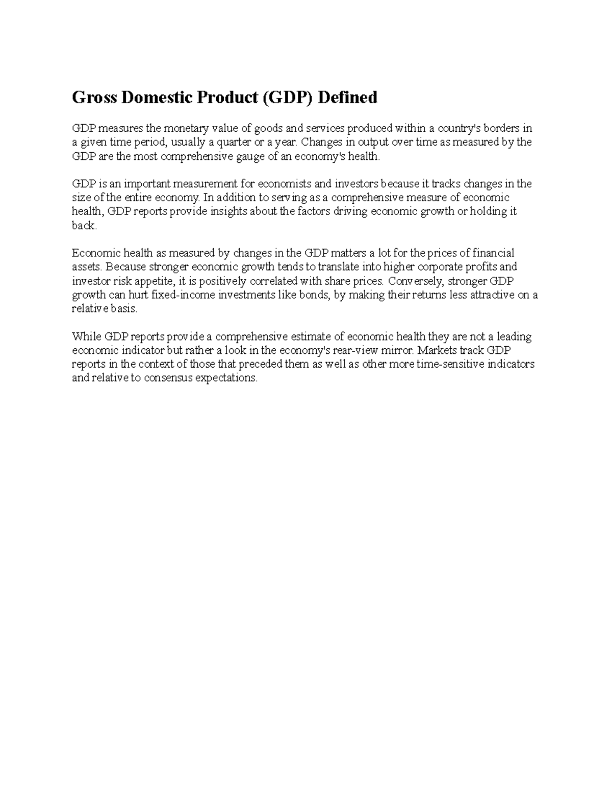 GDP Insights: Understanding Economic Health and Growth Factors - Studocu