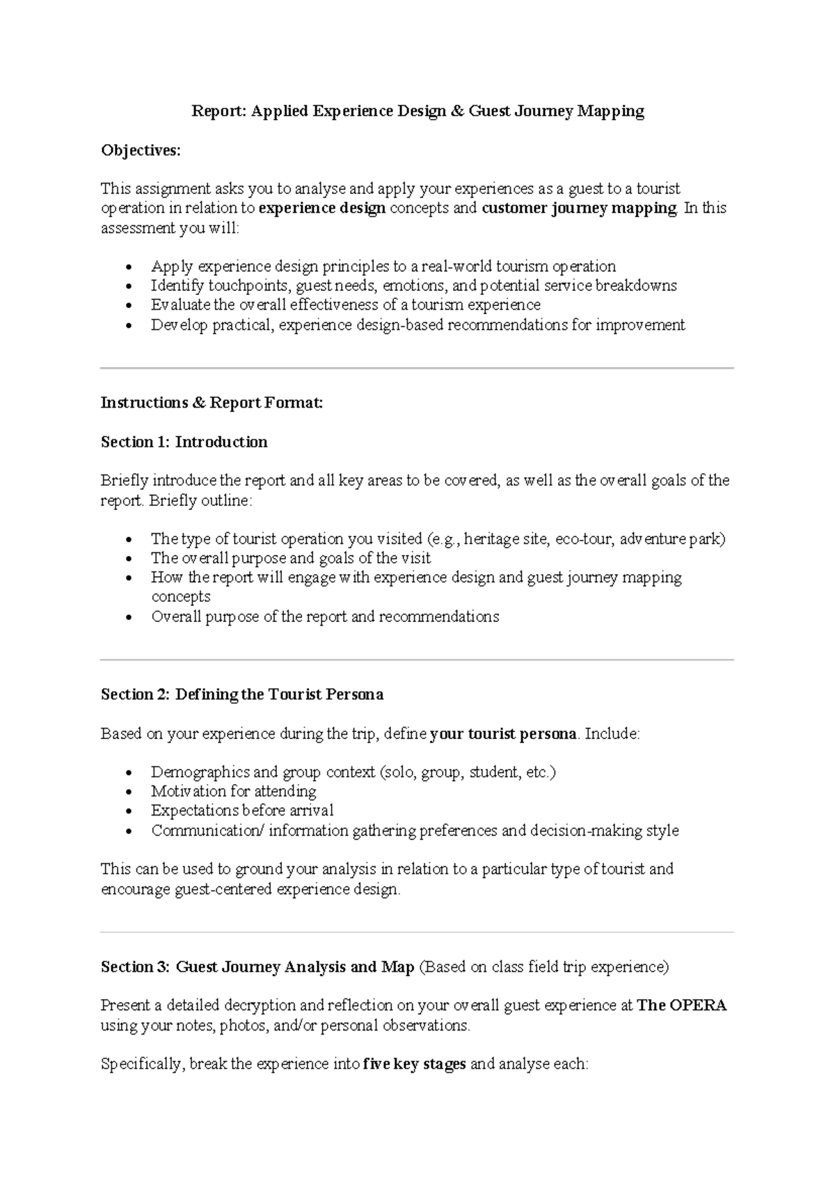 Assessment 1: Experience Design Analysis & Guest Journey Mapping Report ...