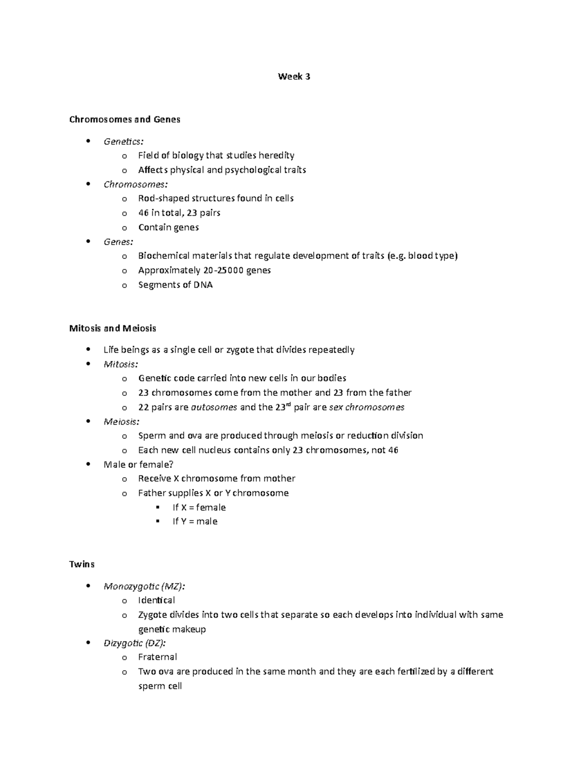 Week 3 Notes - Genetics & Newborn Development Insights - Studocu