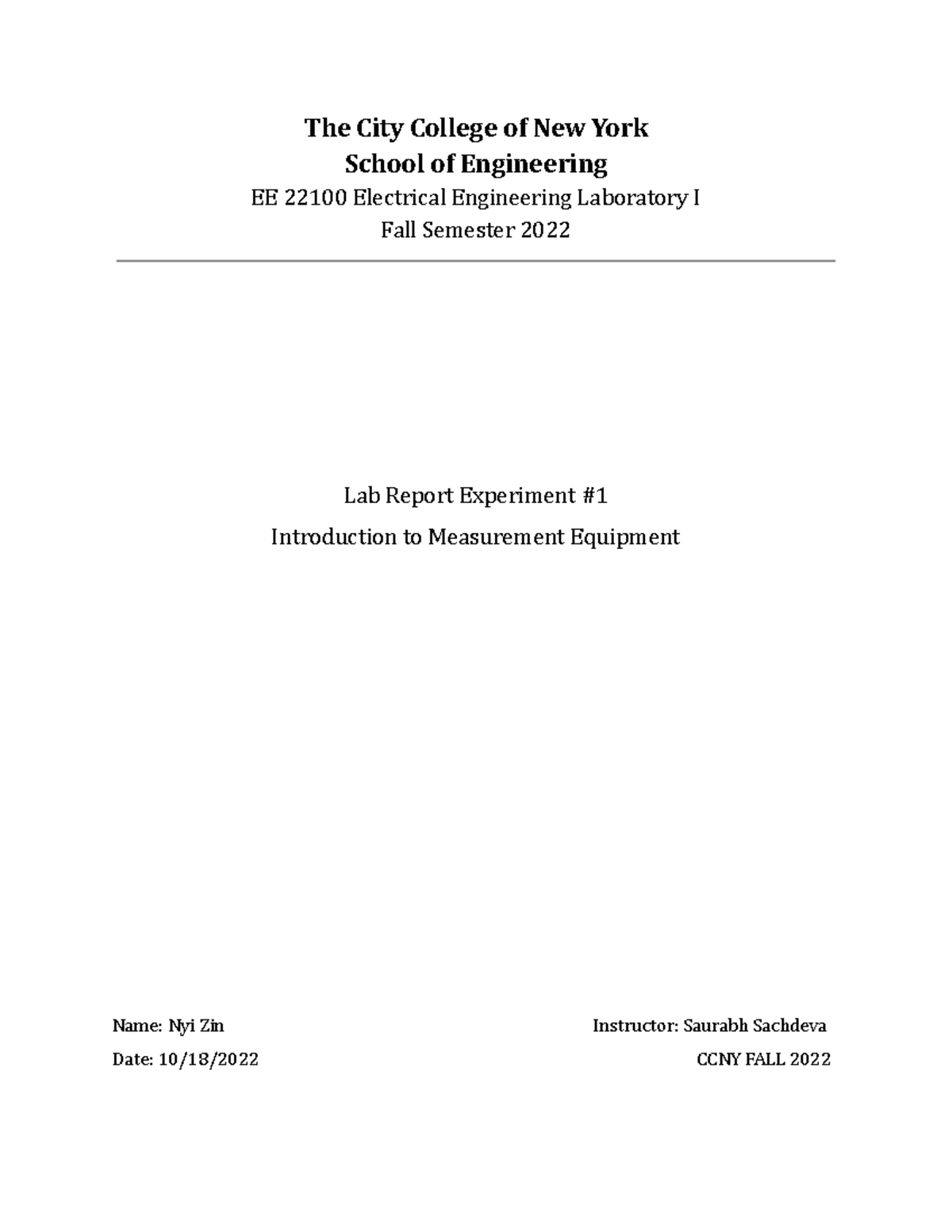 EE 22100 Lab Report: Introduction to Measurement Equipment - Studocu