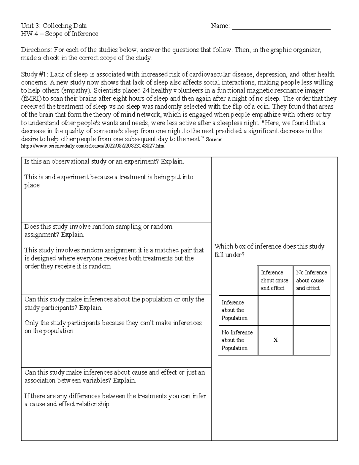 HW 4 - Exploring Scope of Inference in Various Studies - Studocu