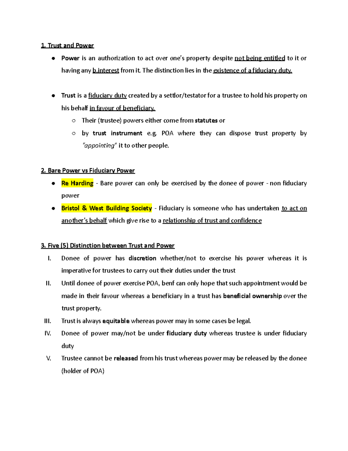 Trust and Power: Understanding Fiduciary Duties and Powers - Studocu