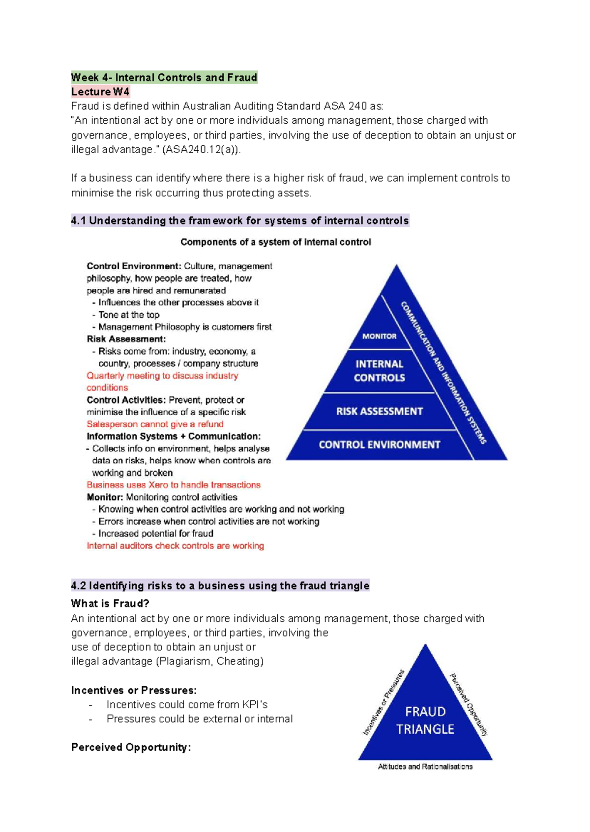 ACC101 W4 Lecture: Internal Controls & Fraud Detection - Studocu