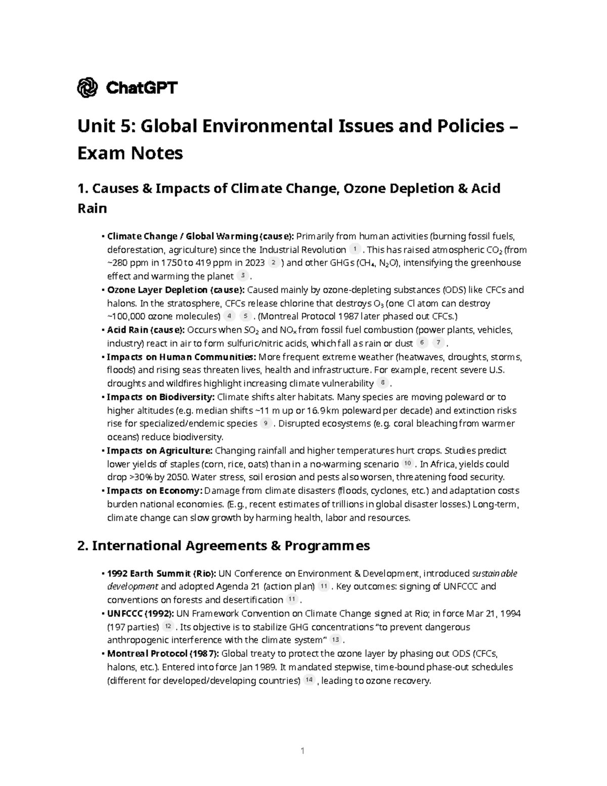 Unit 5: Global Environmental Issues & Policies - Exam Notes on Climate ...
