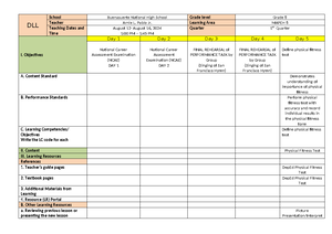 DLL Mapeh 8 1Q Week 1 - Daily lesson log - DLL School Buenasuerte ...