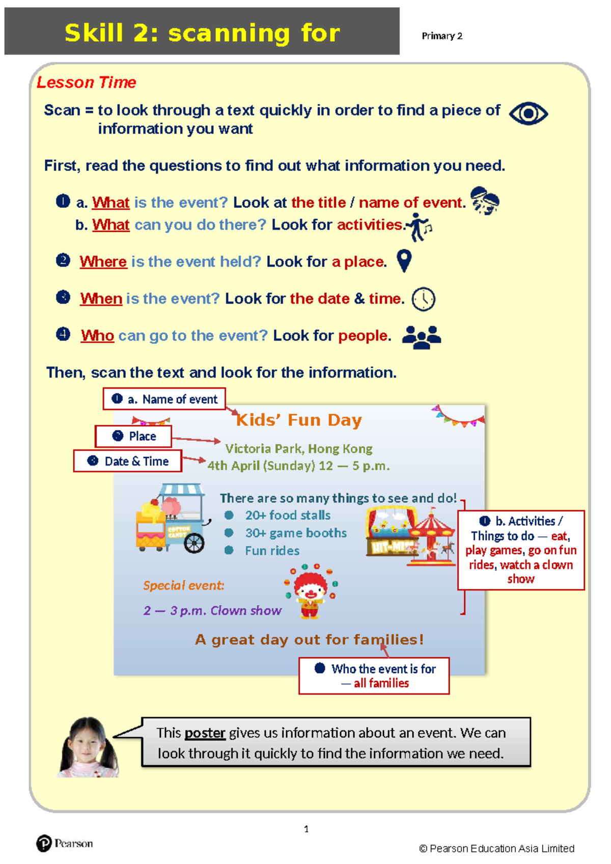 Skill 2: Scanning for Information - Primary 2 Lesson Guide - Studocu