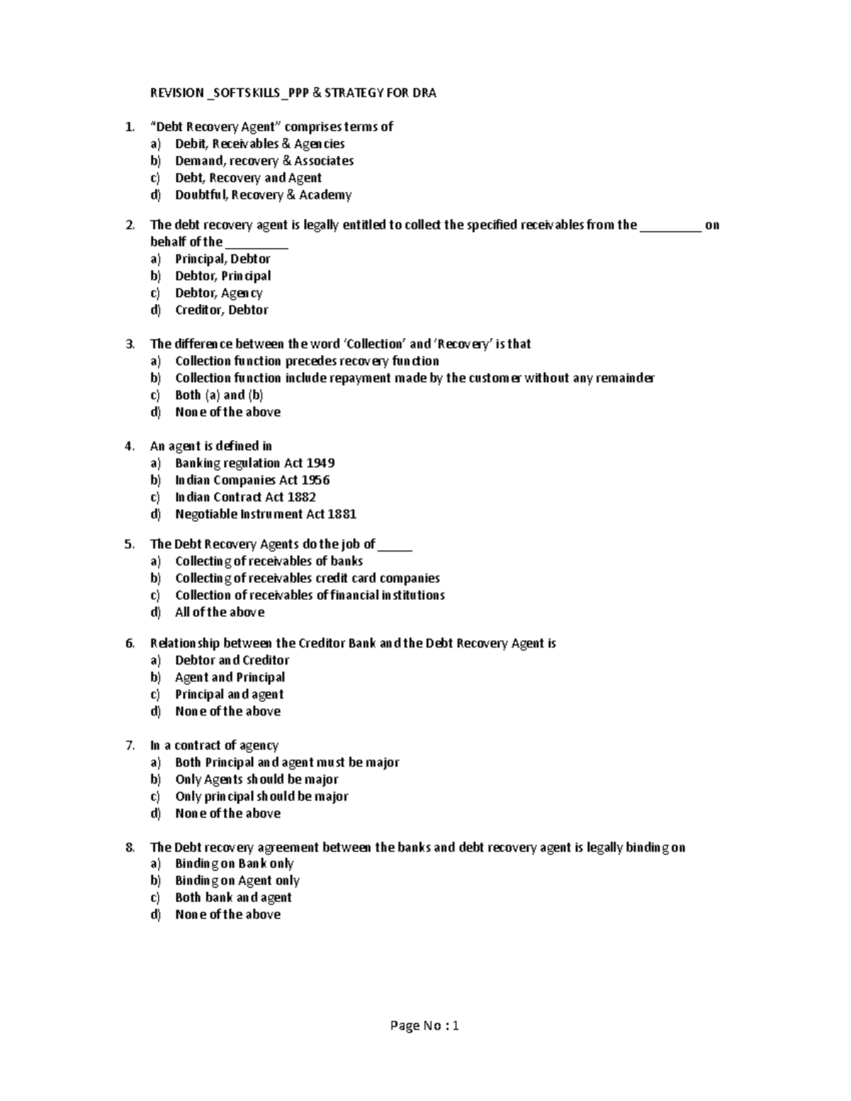 IIBF DRA Revision Notes for Debt Recovery Agent Exam Prep - Studocu