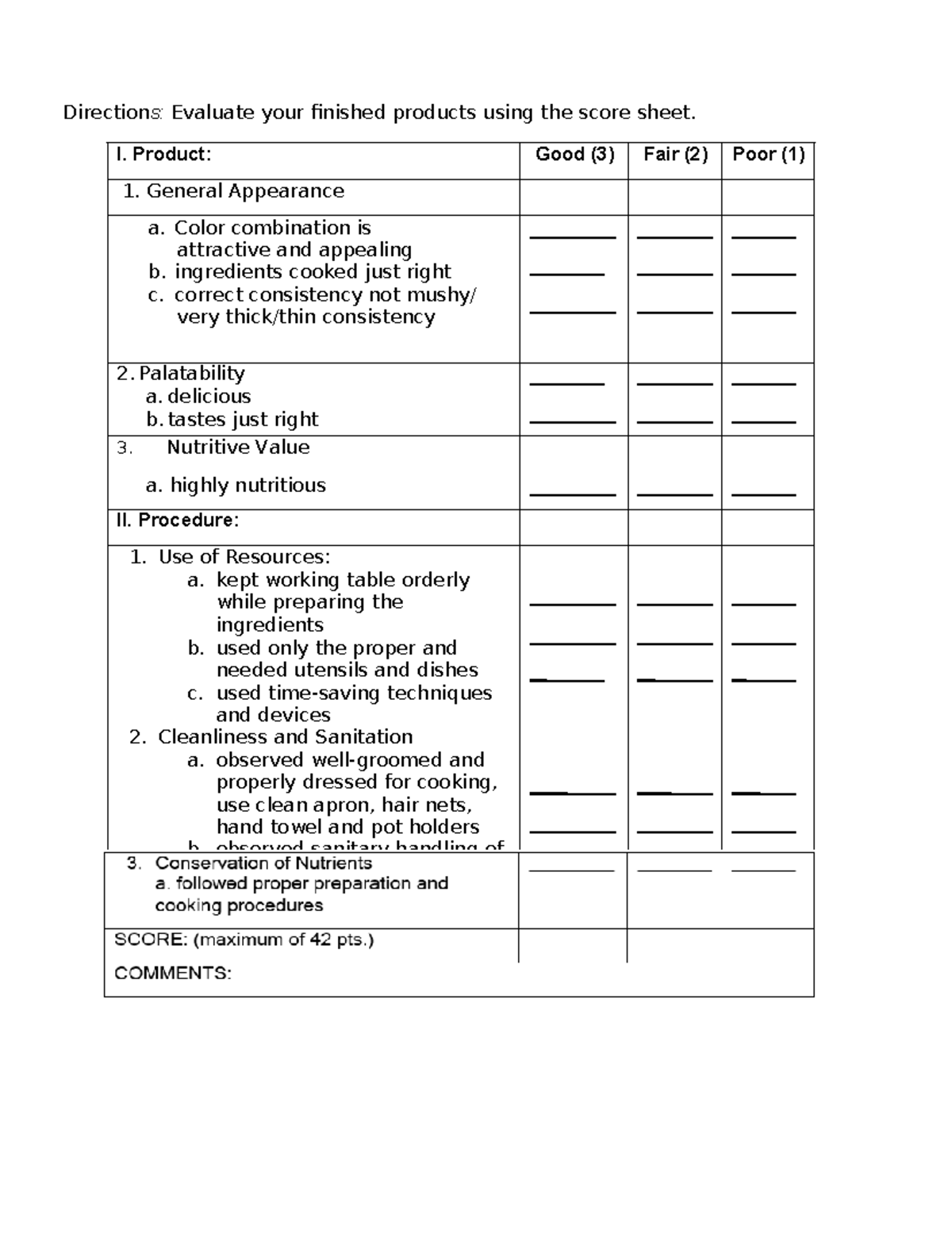 Rubric - Long quiz - Directions: Evaluate your finished products using ...