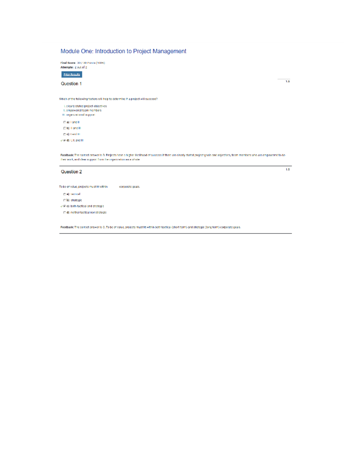 Module 1: Intro to Project Management - Final Exam Review - Studocu