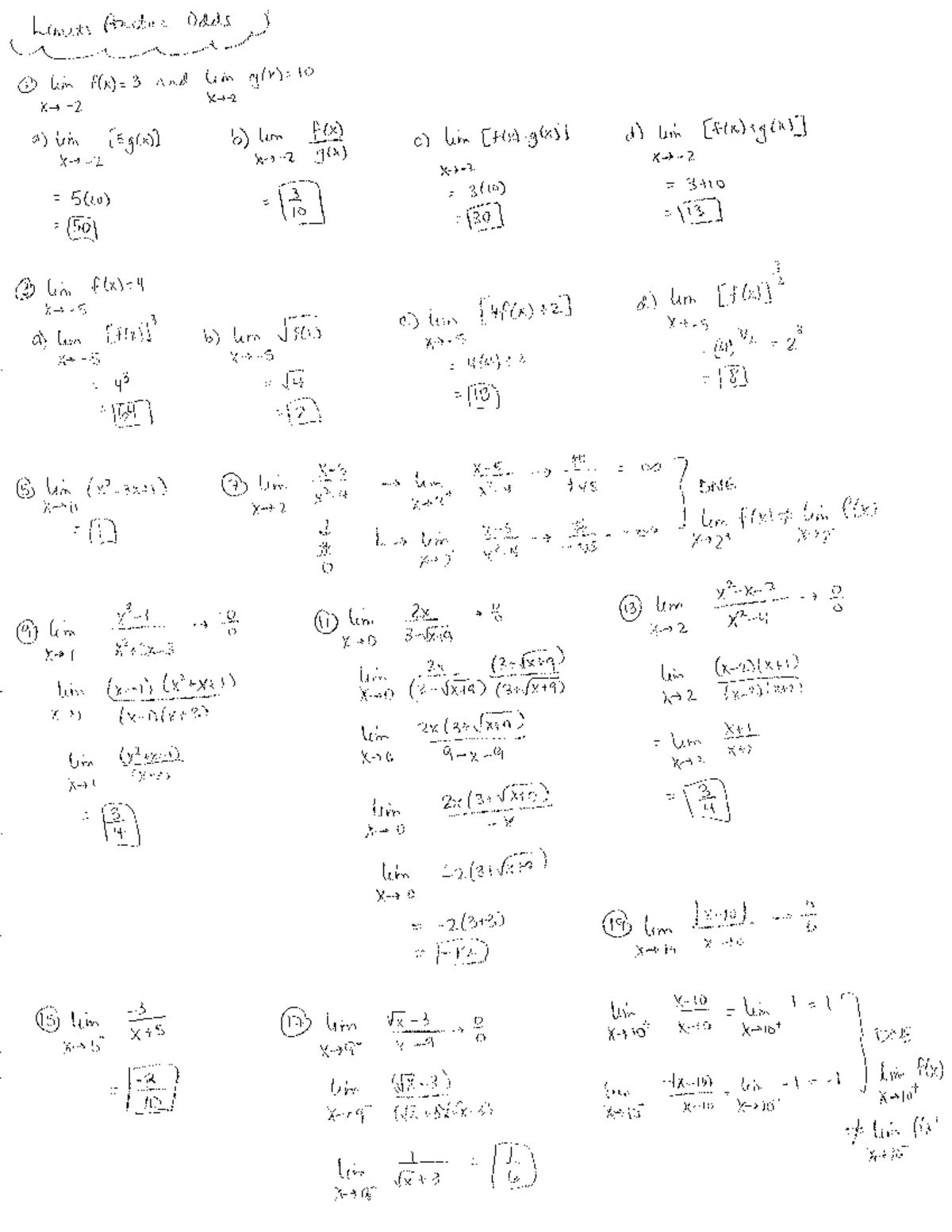 Limits Practice Problems and Solutions - MATH 101 - Studocu