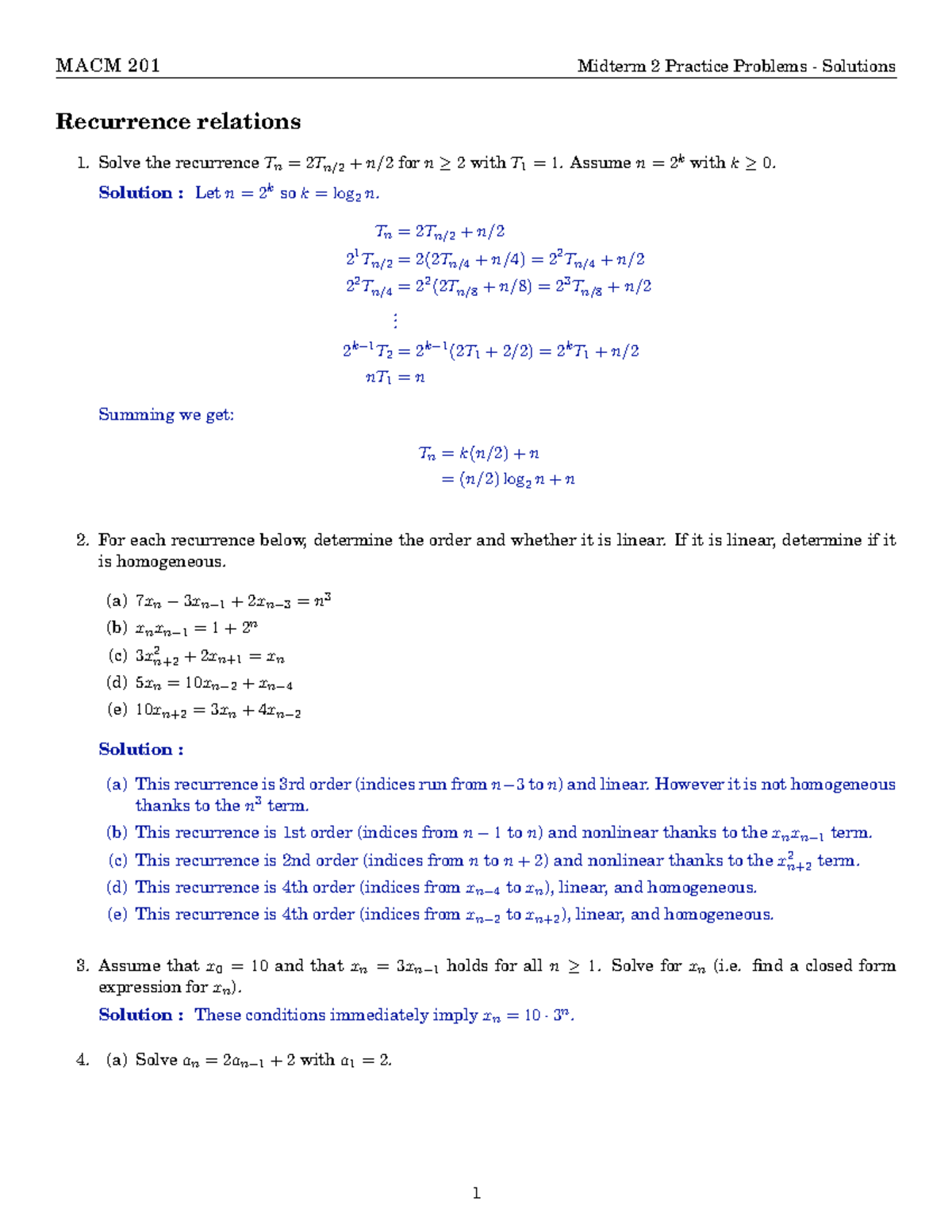 MACM 201 Midterm 2 Review Problems Solutions - Studocu