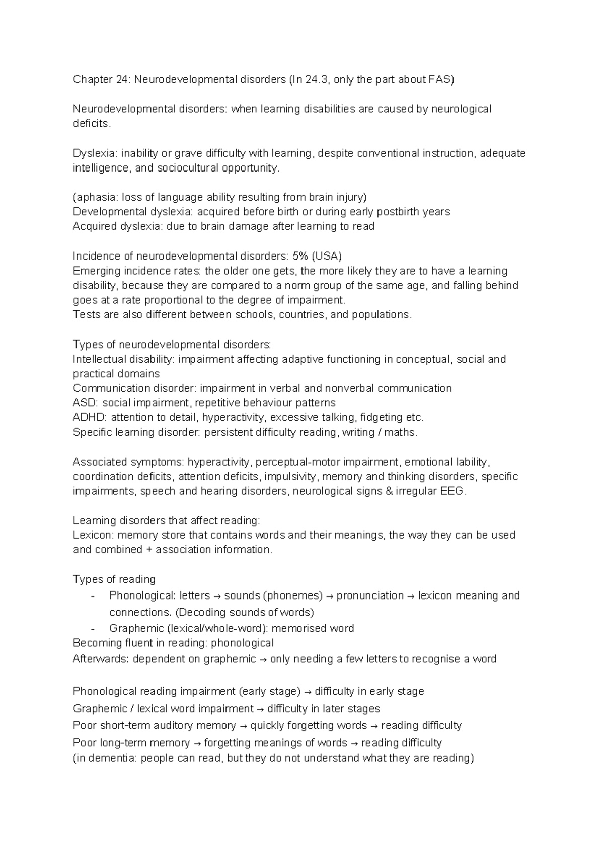 Neurodevelopmental Disorders Overview: Chapter 24 Summary ...