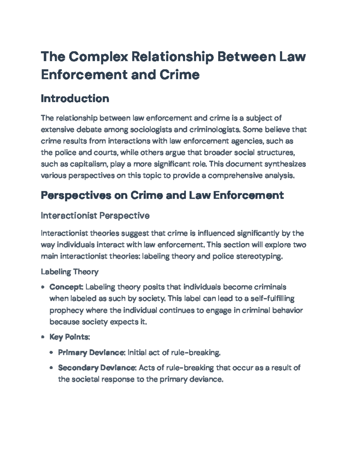 Interplay of Law Enforcement and Crime: A Sociological Analysis - Studocu