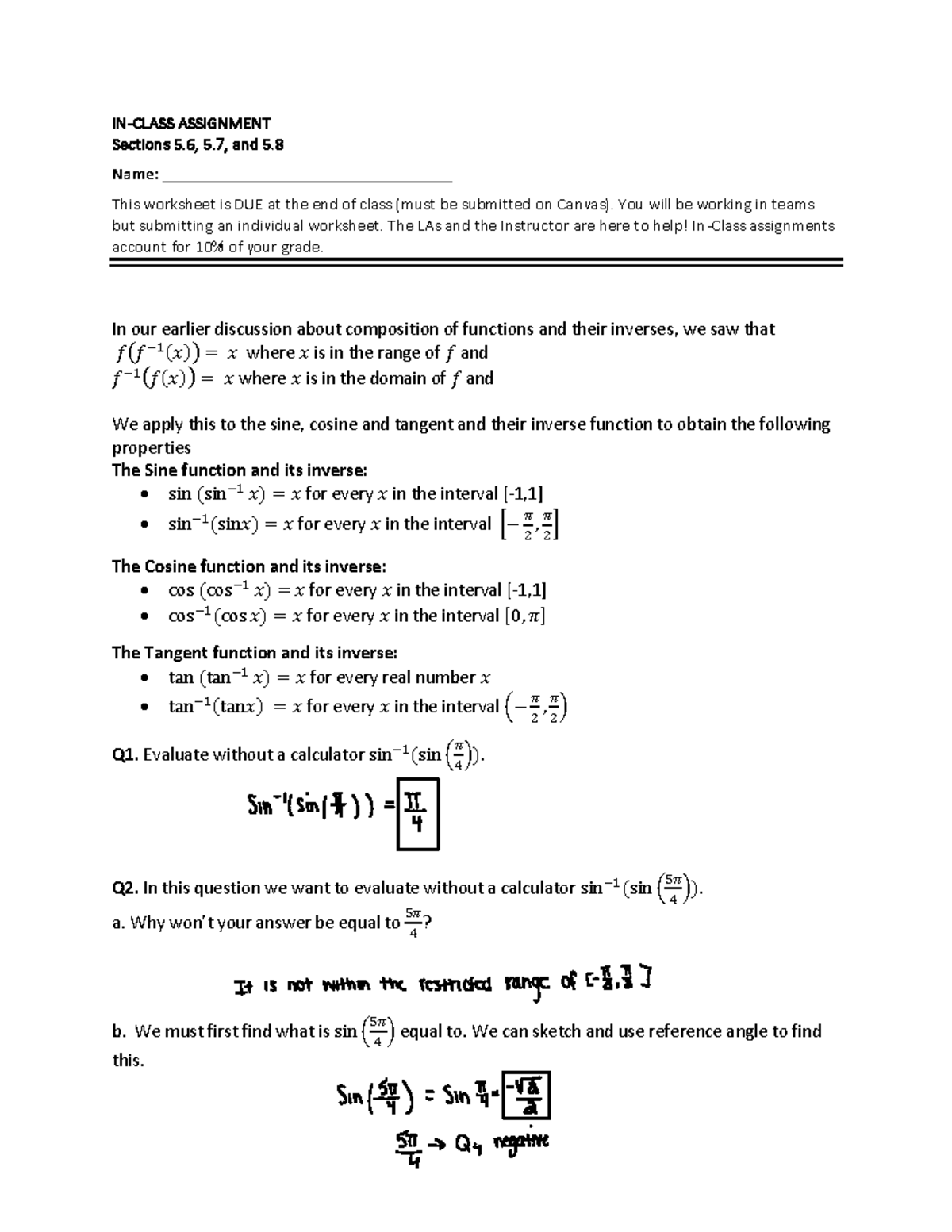In-Class+Week+9 - N/a - IN-CLASS ASSIGNMENT Sections 5. 6 , 5 .7, and 5 ...