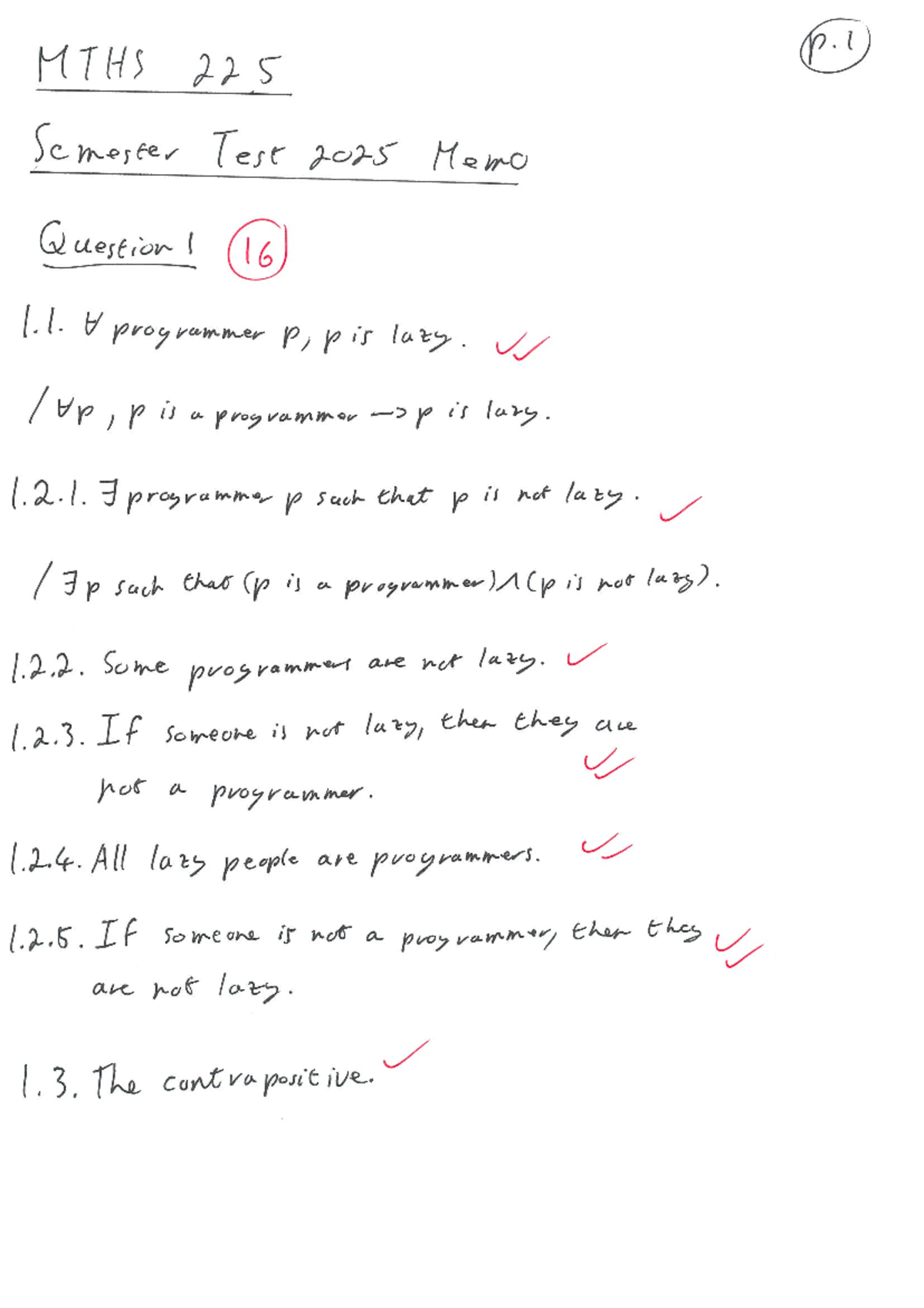 MTHS 225 Semester Test 2025 Memo Analysis and Solutions - Studocu