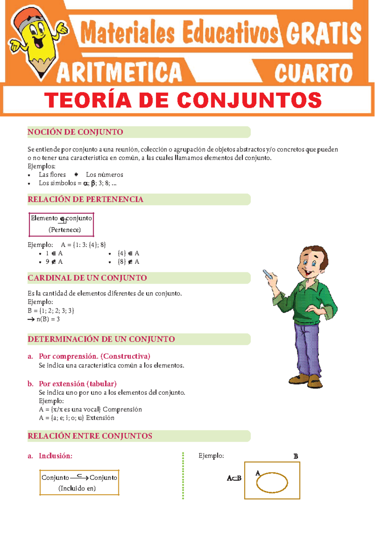 Teoría de Conjuntos Para Cuarto Grado de Secundaria - NOCIÓN DE ...