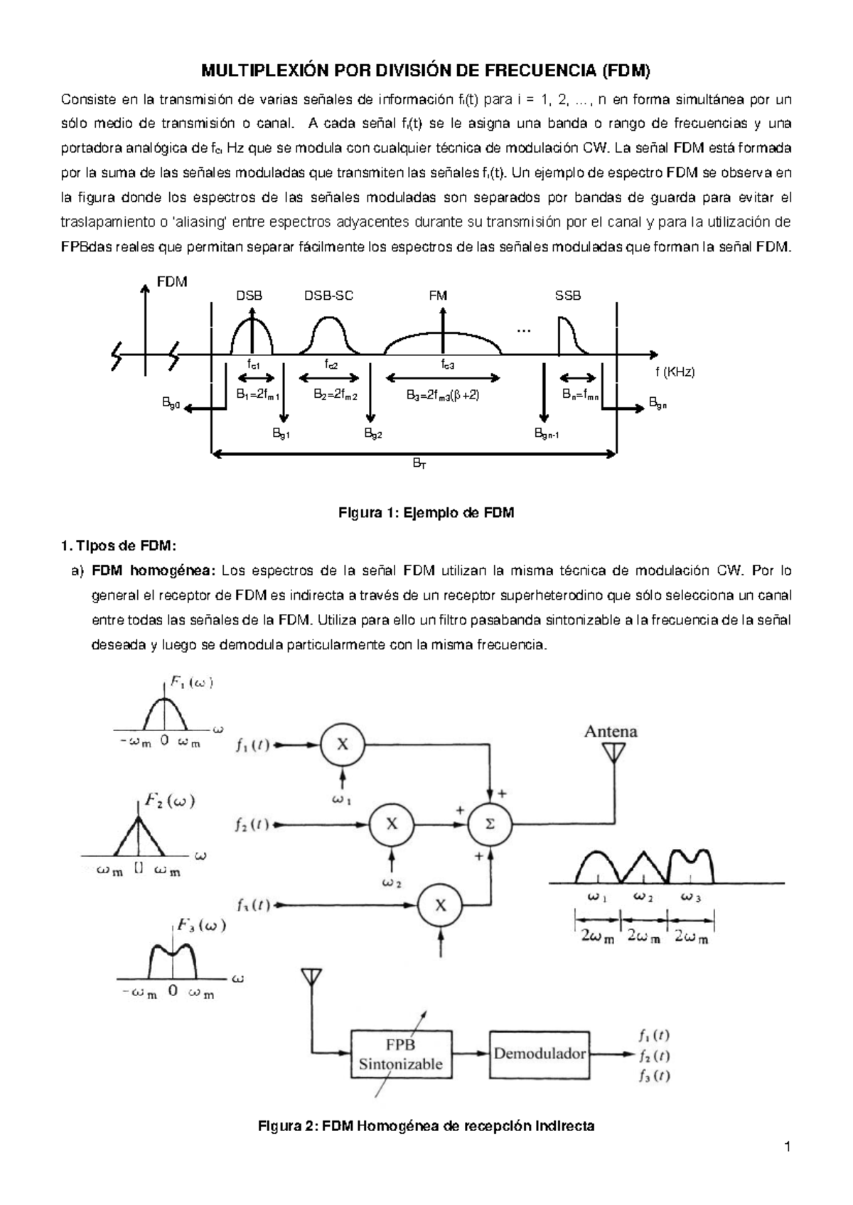 01 Mux FDM 2024 - clase pdf - MULTIPLEXIÓN POR DIVISIÓN DE FRECUENCIA ...