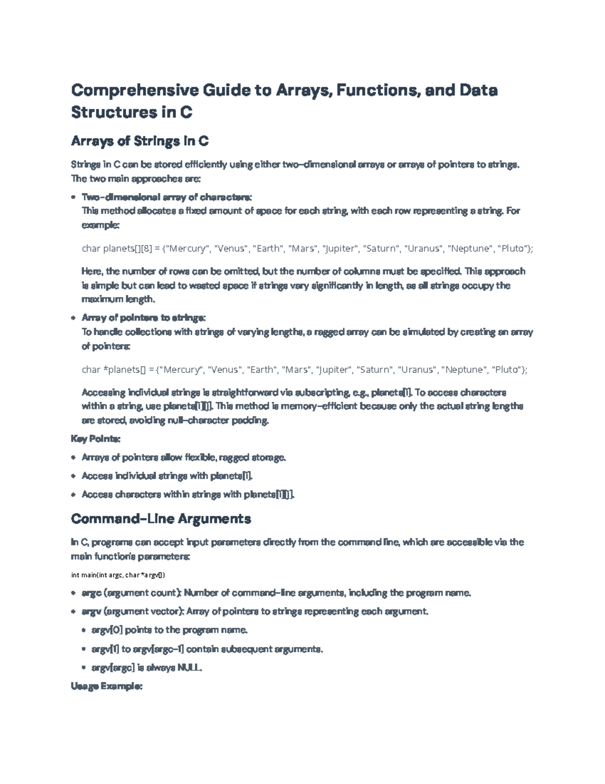 Comprehensive Guide to C Programming: Data Structures, Functions ...