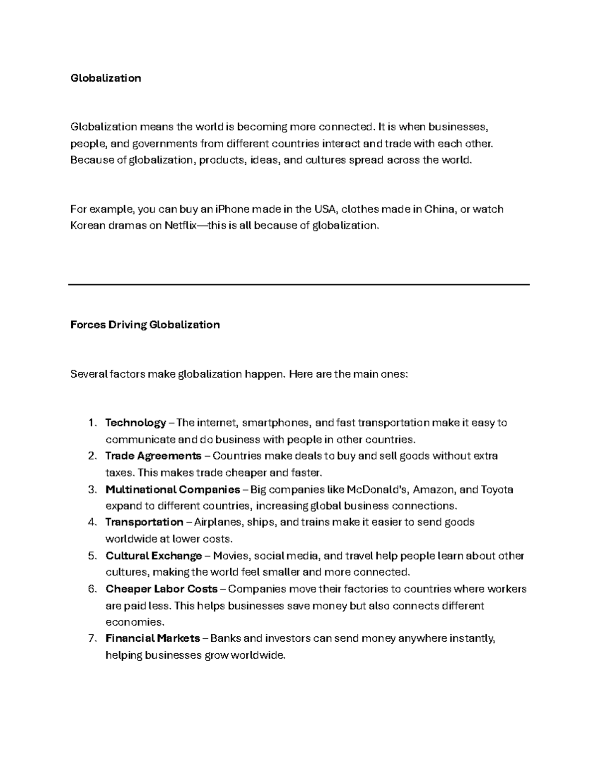 3. Globalization and Its Driving Forces: A Comprehensive Overview - Studocu