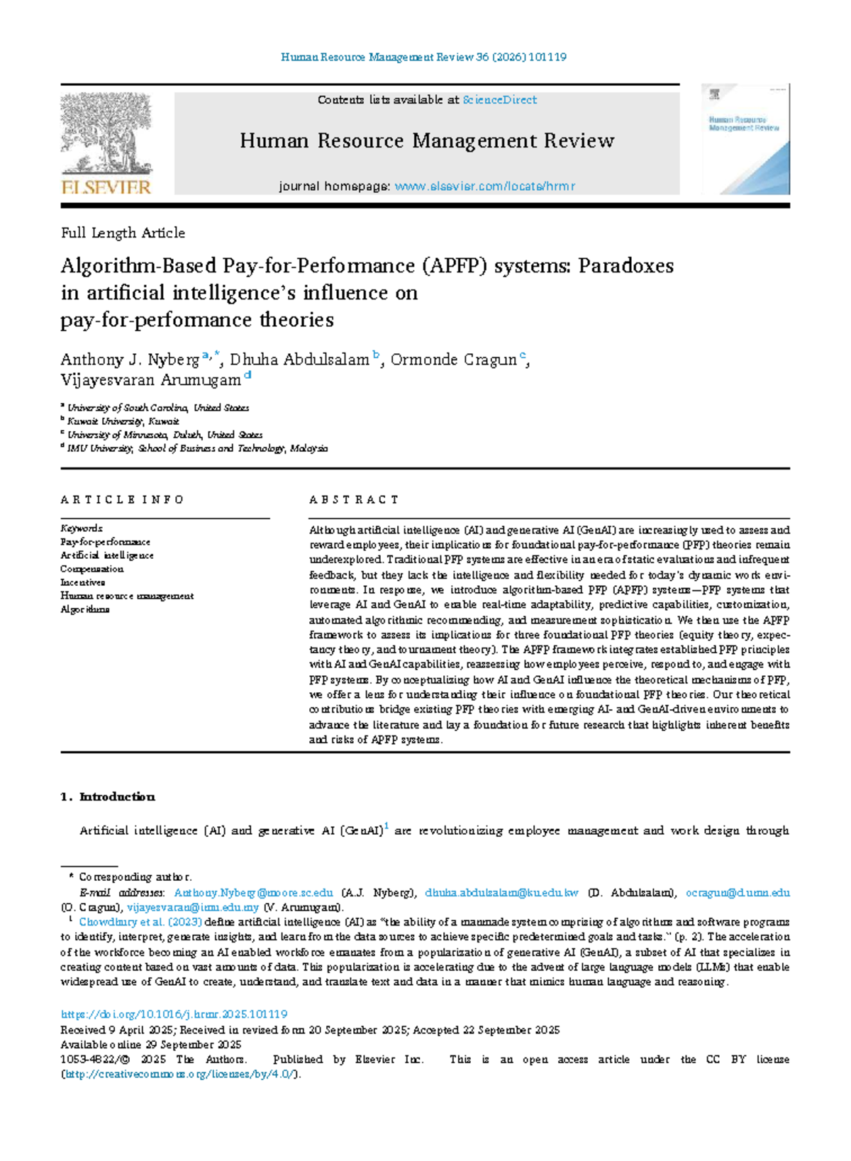 APFP Systems: Rethinking PFP Theories in AI-Driven HRM (HRM 2026) - Studocu