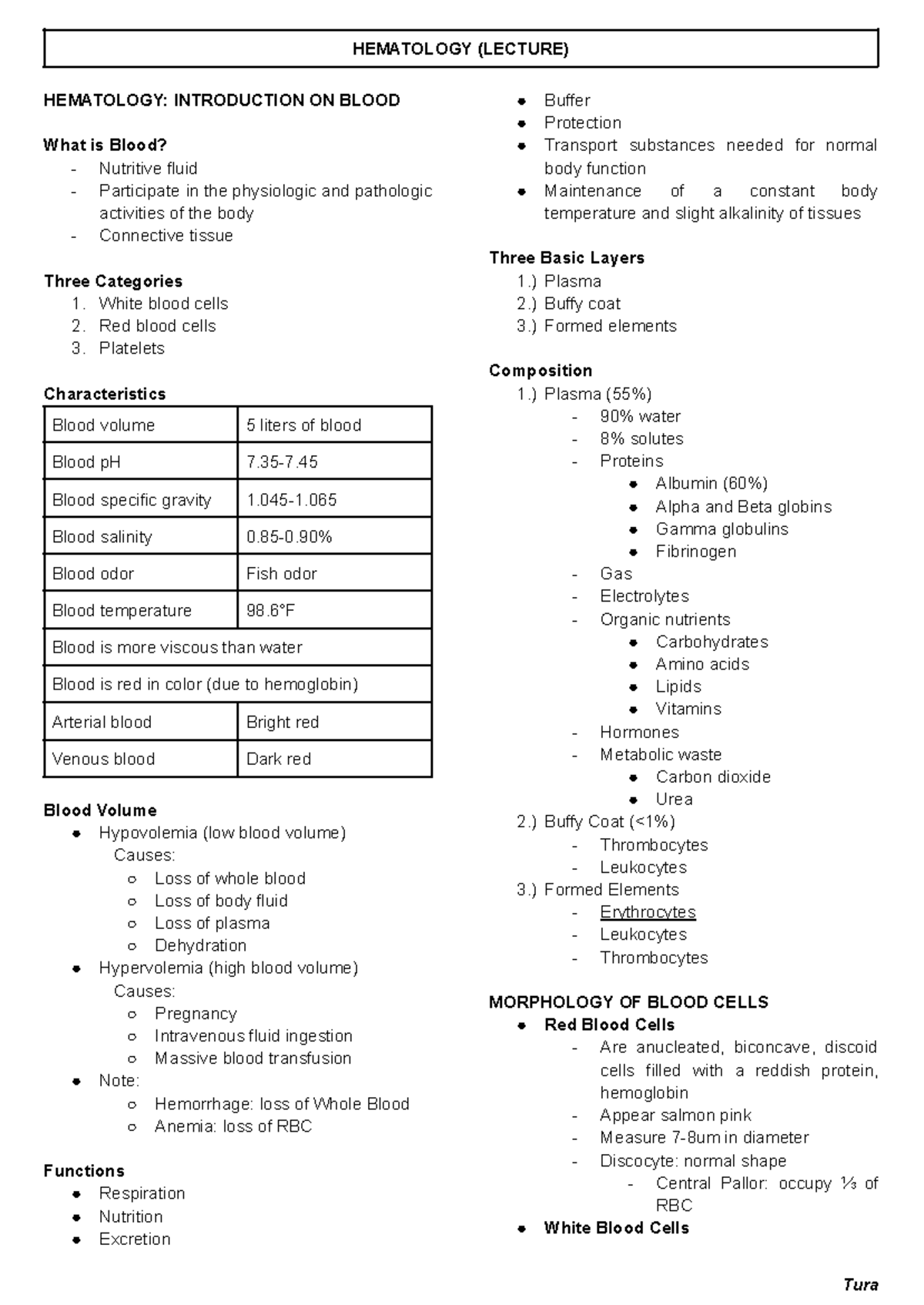 2. Introduction on Blood - HEMATOLOGY: INTRODUCTION ON BLOOD What is ...