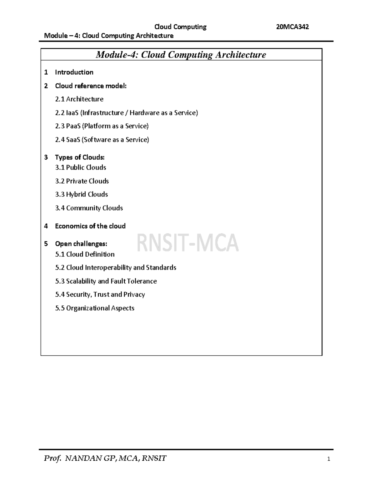 Cloud computing architecture overview and challenges 20MCA342 - Studocu