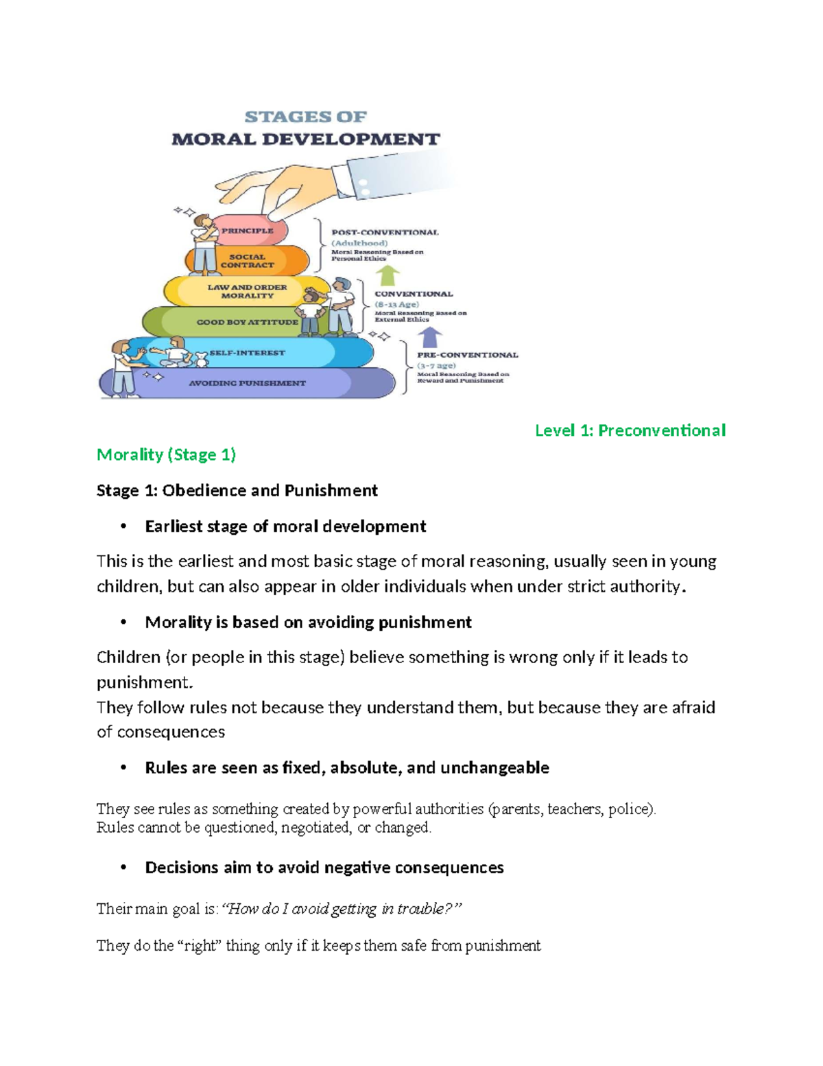 Kohlberg's Stages of Moral Development: A Comprehensive Overview - Studocu
