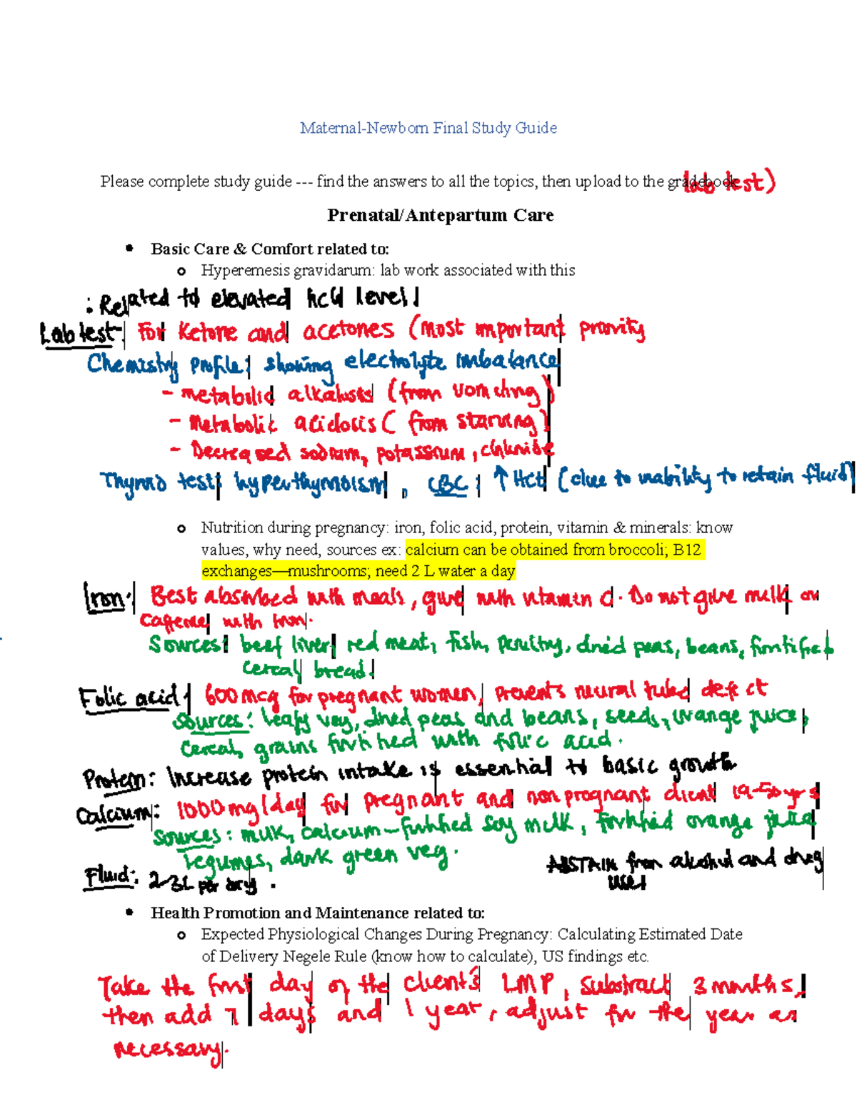Maternal-Newborn Final Exam Study Guide 2021 (NUR 312) - Studocu