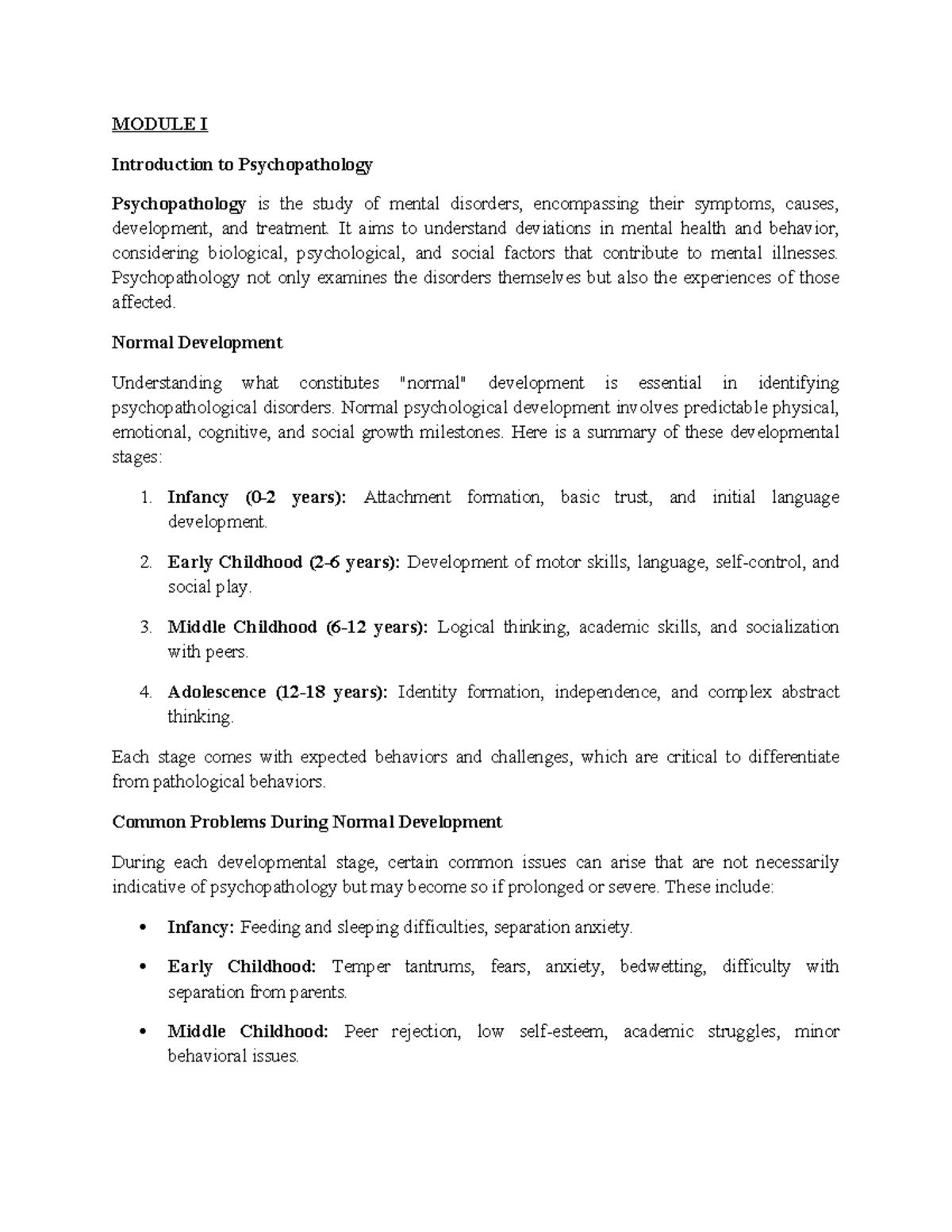 Developmental Psychopathology - MODULE I Introduction to ...