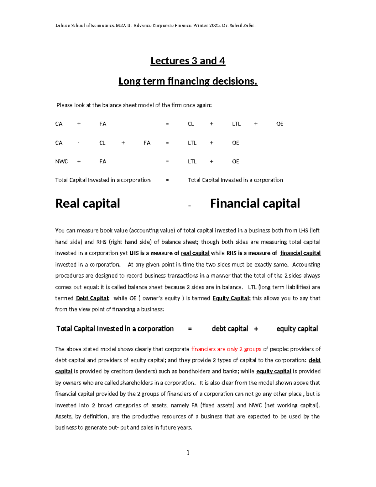 LSE MBA II: Advanced Corporate Finance - Long Term Financing Decisions ...