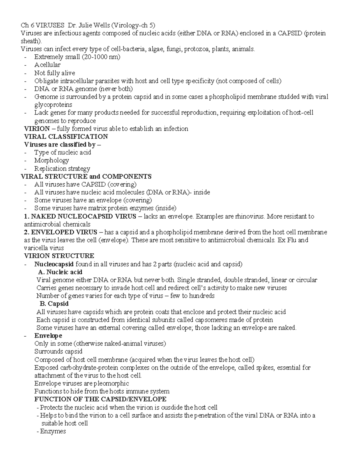 Ch 6 Viruses - Lecture Notes on Virology Concepts and Classification ...