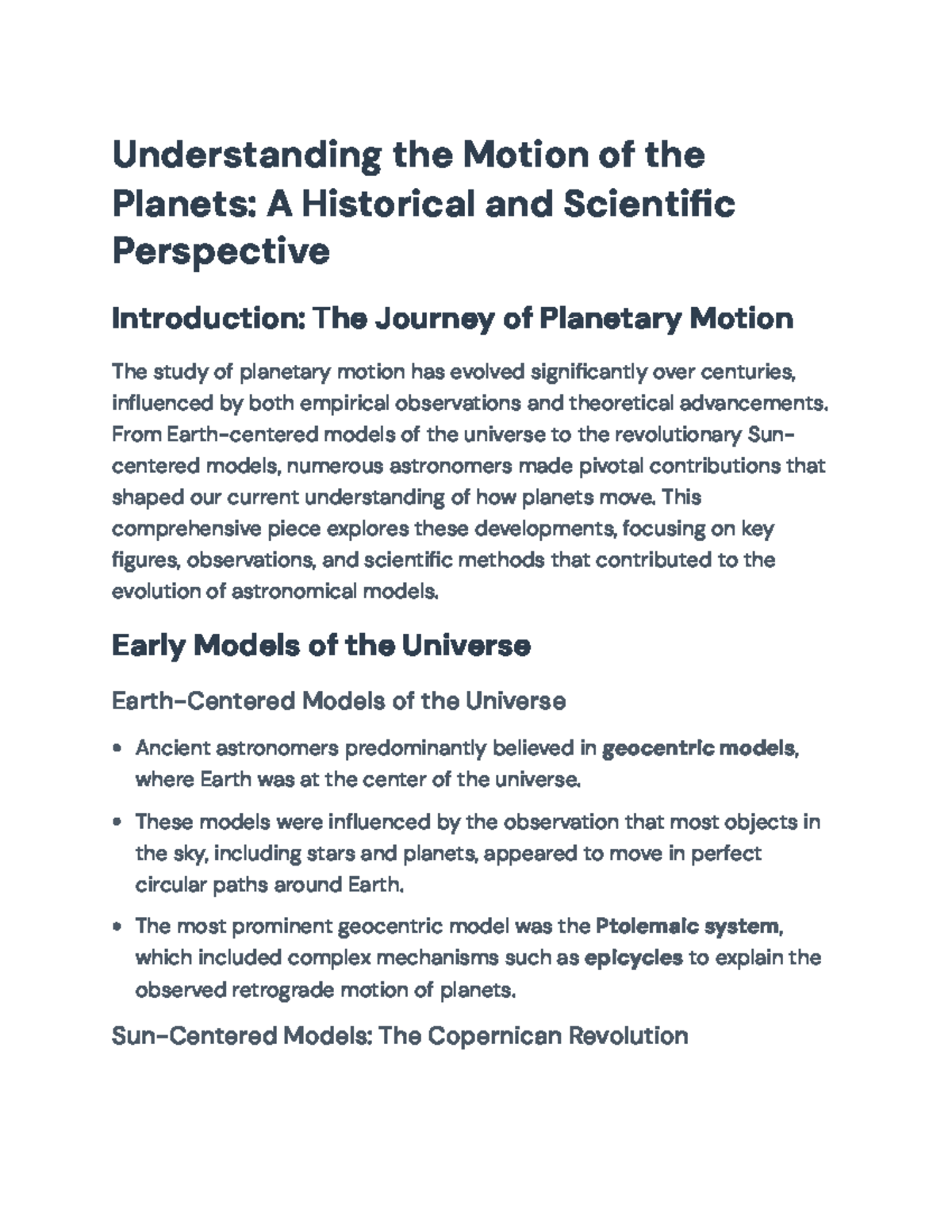 Understanding Planetary Motion: Historical Perspectives and Key Figures ...