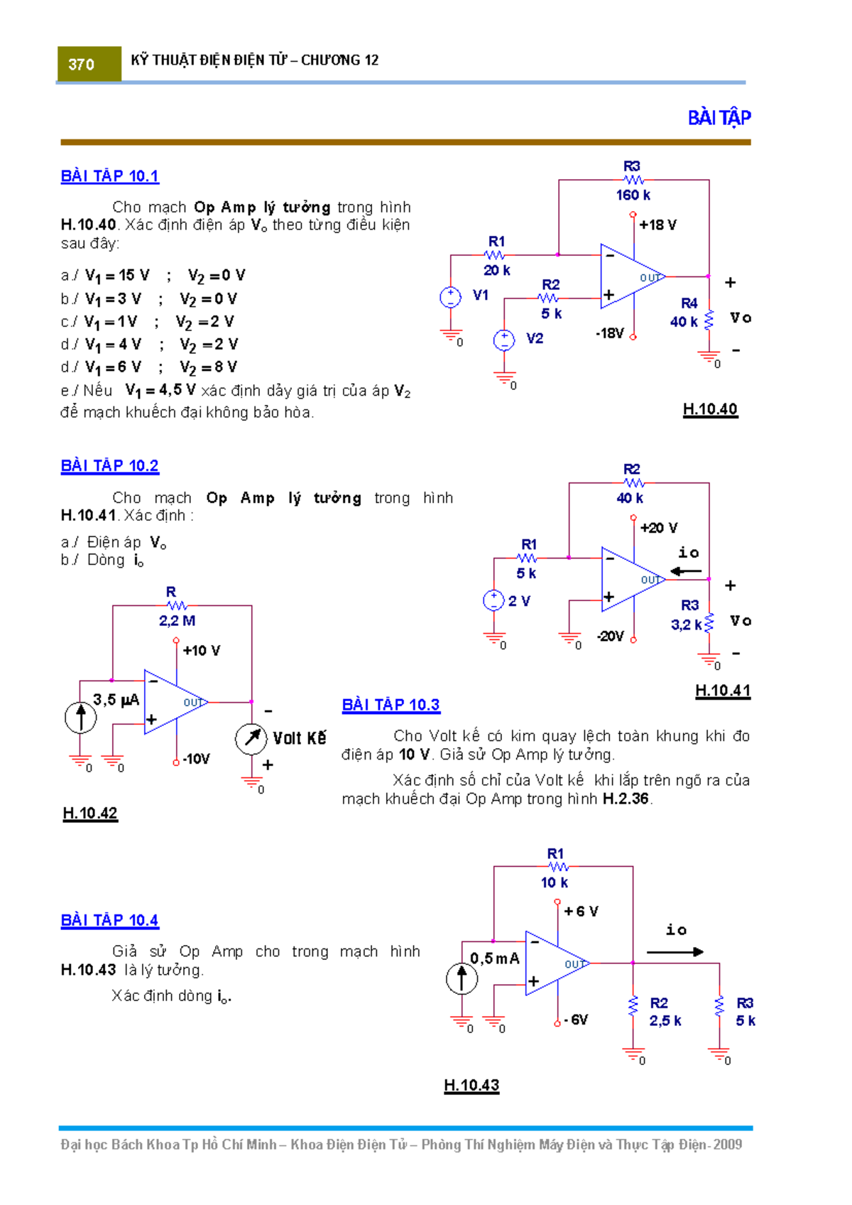 Chương 12 - Bài Tập Lý Thuyết Op Amp và Giải Bài Tập - Studocu