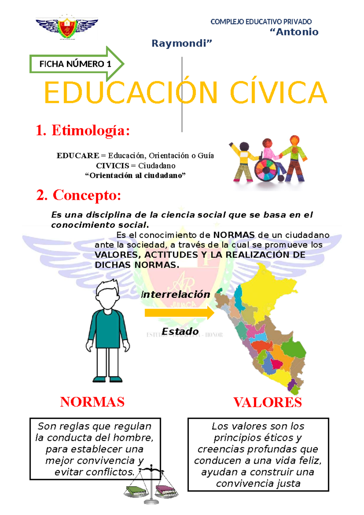 Educación Cívica: Ficha 1 - Conceptos y Valores de Civismo - Document Preview