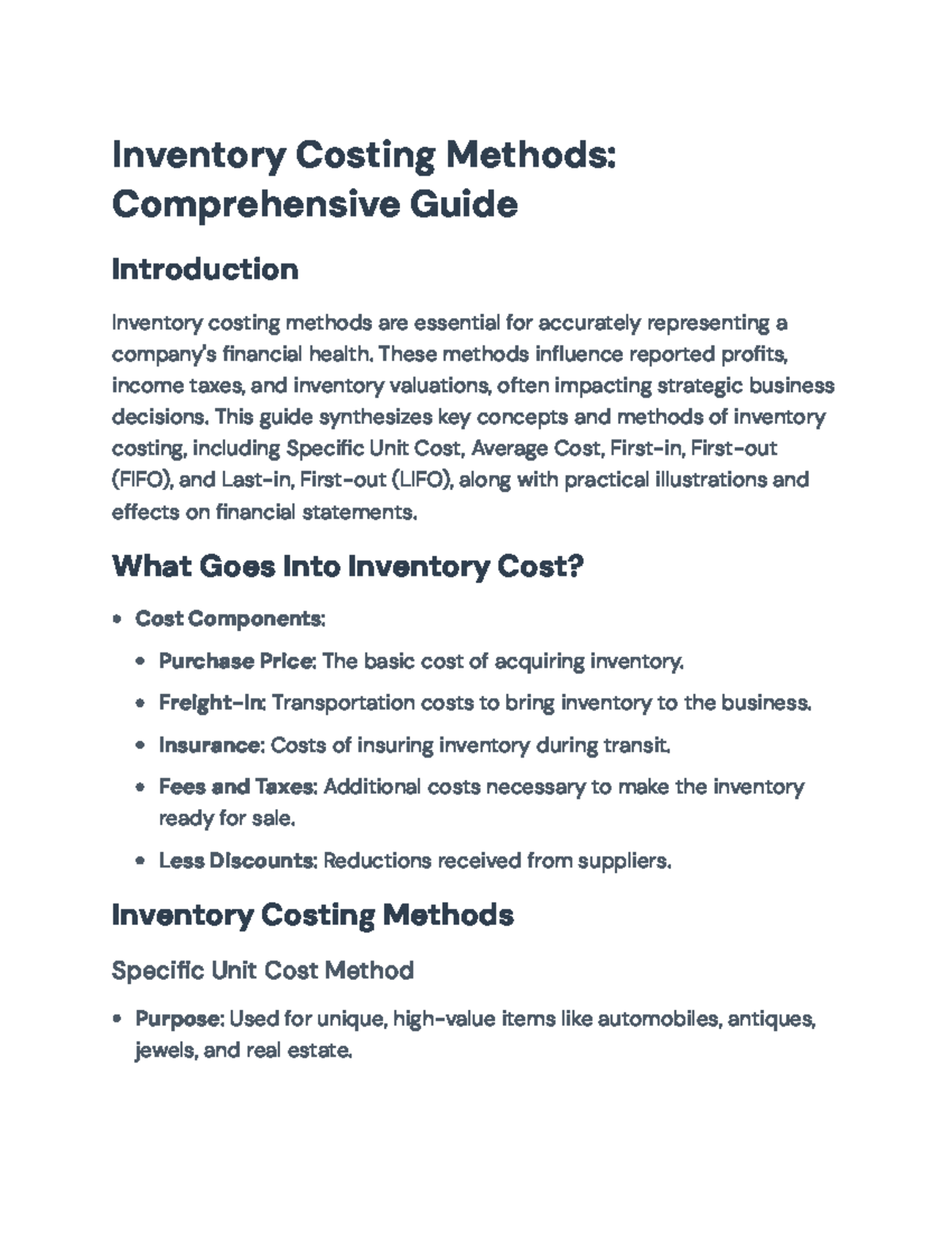 Inventory Costing Methods: A Comprehensive Guide for Financial ...