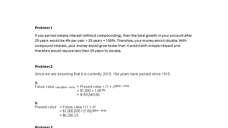 TVM Practice 2 Solutions: Interest Growth Problems - Studocu