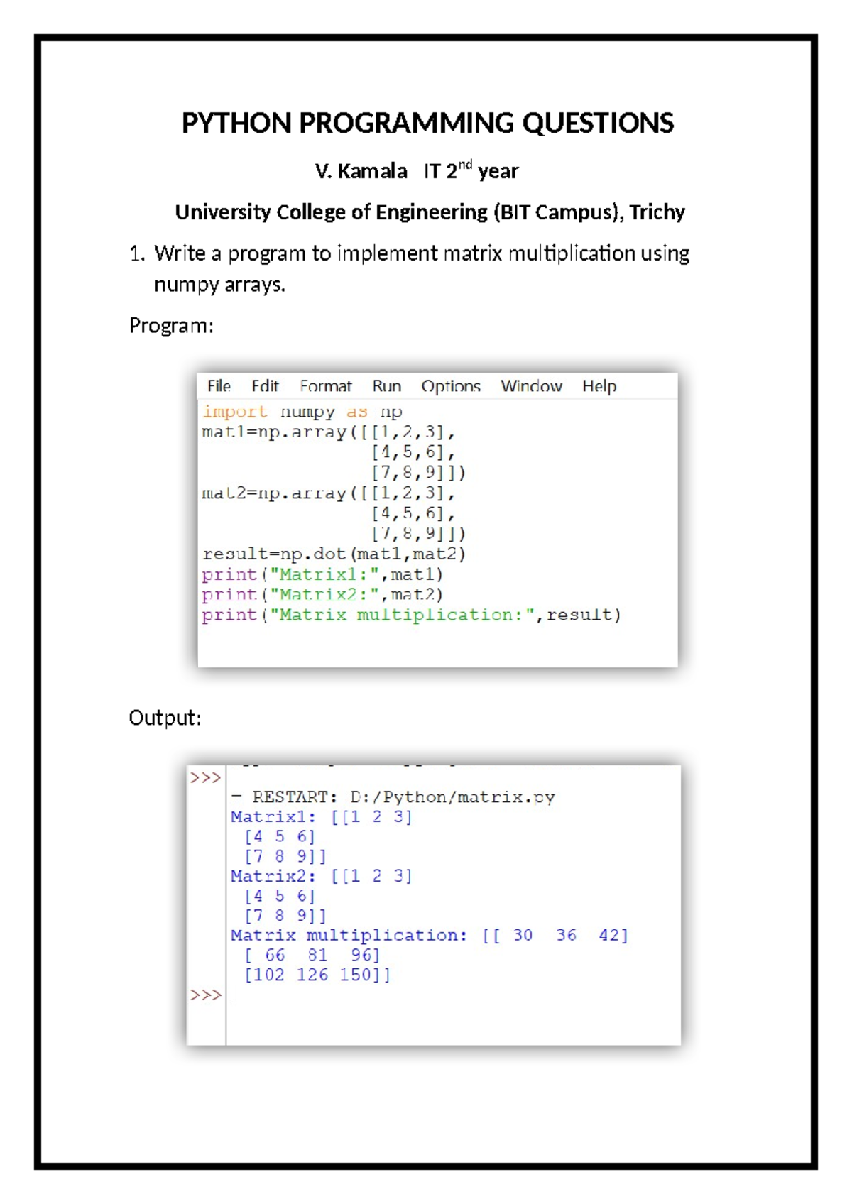 Python Programming Questions Problem Solving And Python Programming